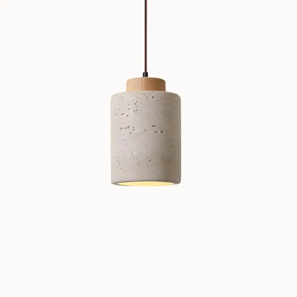 Moderna Lámpara Colgante de Travertino y Madera | Lumi