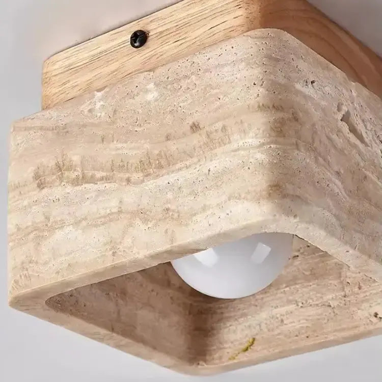 Lámpara de Techo Moderna Nórdica en Travertino y Madera | Nidar