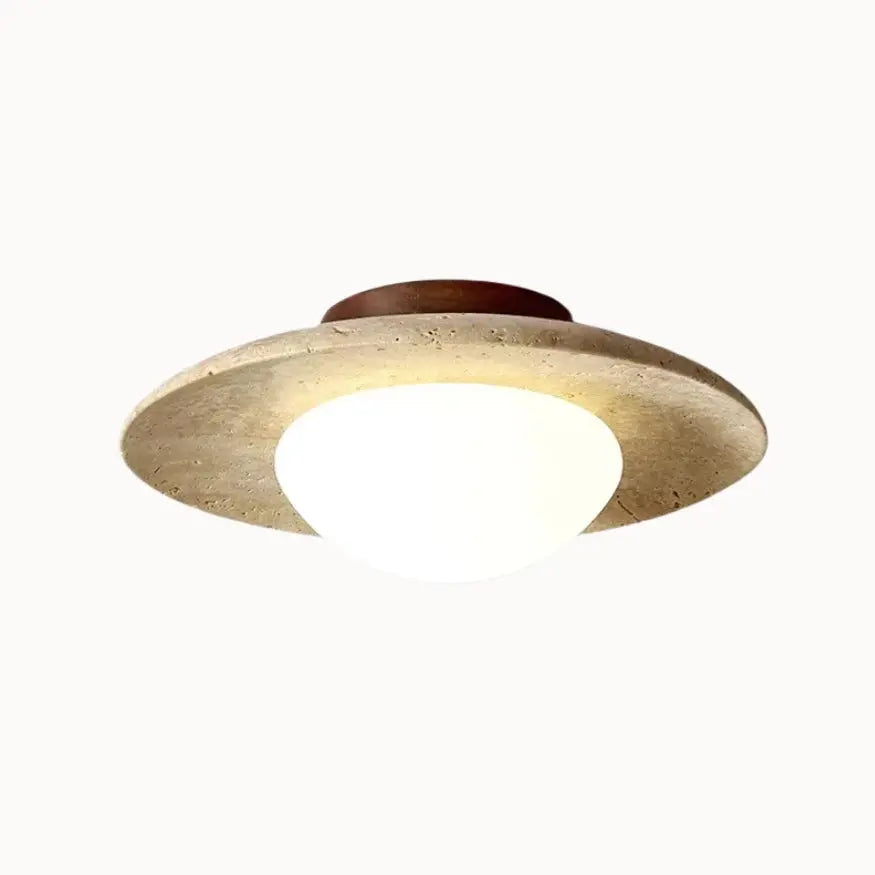 Lámpara de Techo Contemporánea Nórdica en Travertino y Madera | Bryne