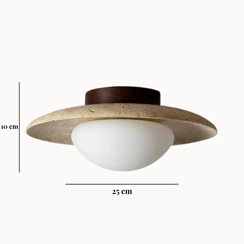 Lámpara de Techo Contemporánea Nórdica en Travertino y Madera | Bryne