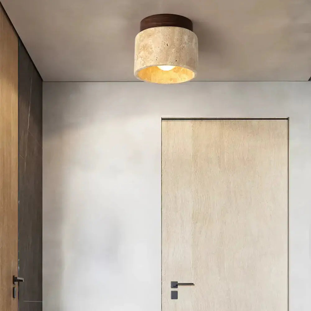 Plafón Moderno de Travertino y Madera Sólida | Noor