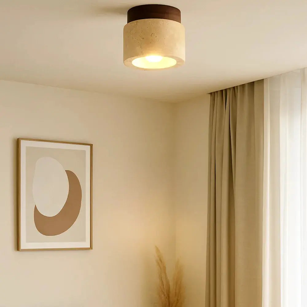 Plafón Moderno de Travertino y Madera Sólida | Noor