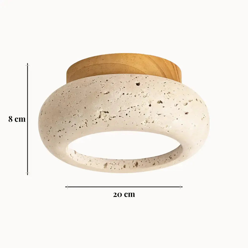 Lámpara de techo moderna en travertino y madera | Norden