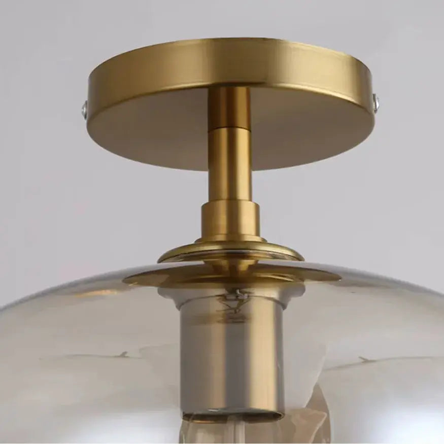 Lámpara de Techo Moderna de Vidrio y Metal Dorado - Modelo Luno