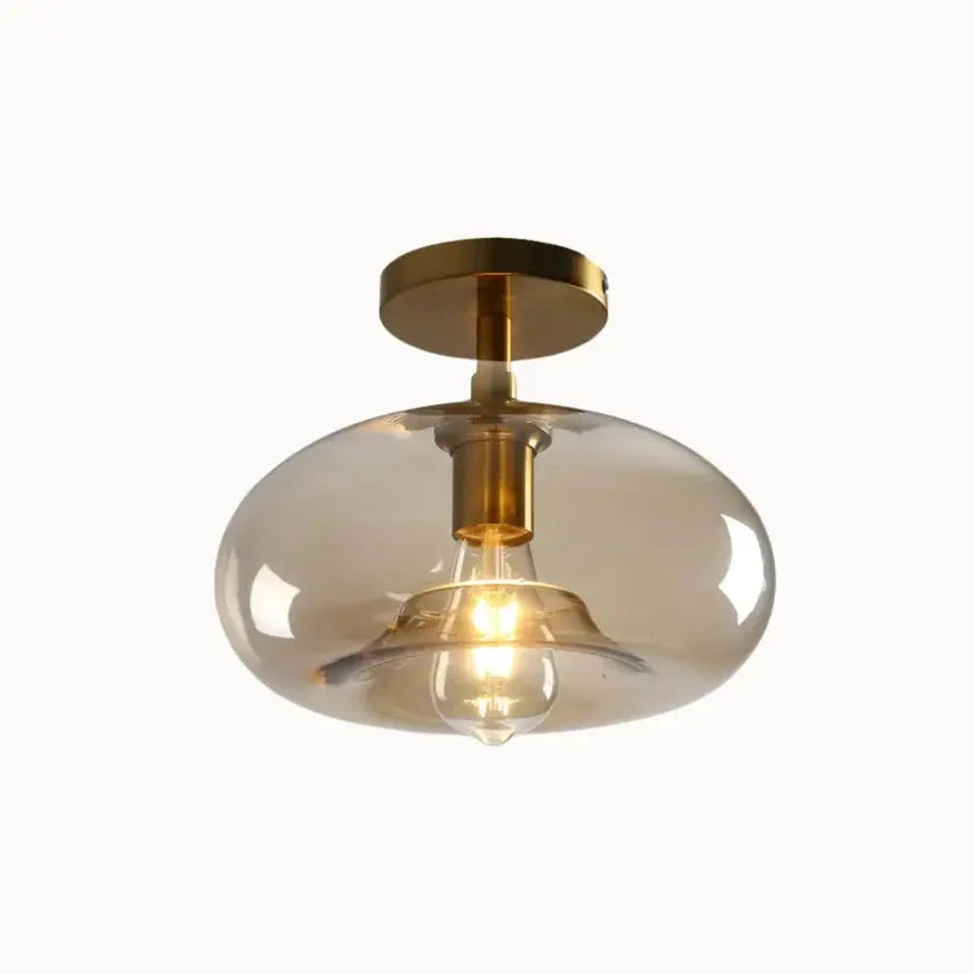 Lámpara de Techo Moderna de Vidrio y Metal Dorado - Modelo Luno