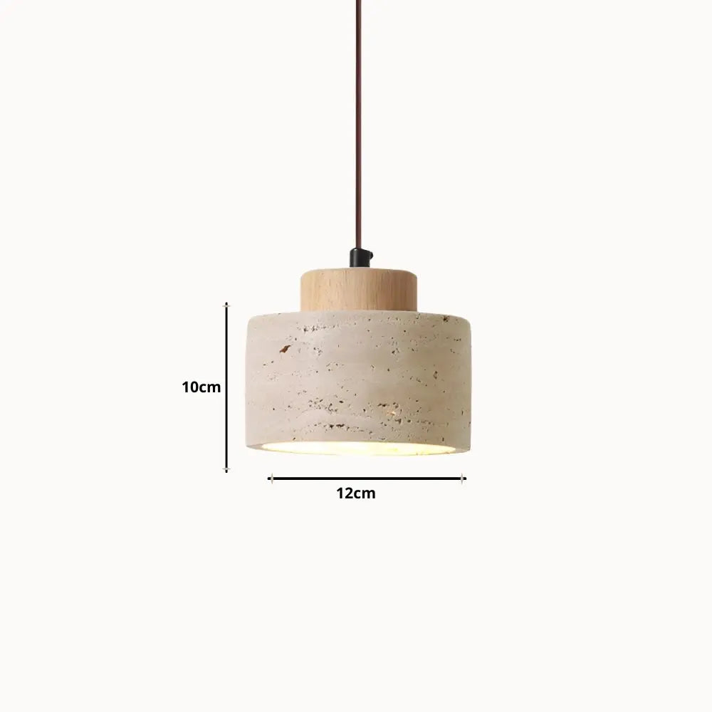 Moderna Lámpara Colgante de Travertino y Madera | Lumi