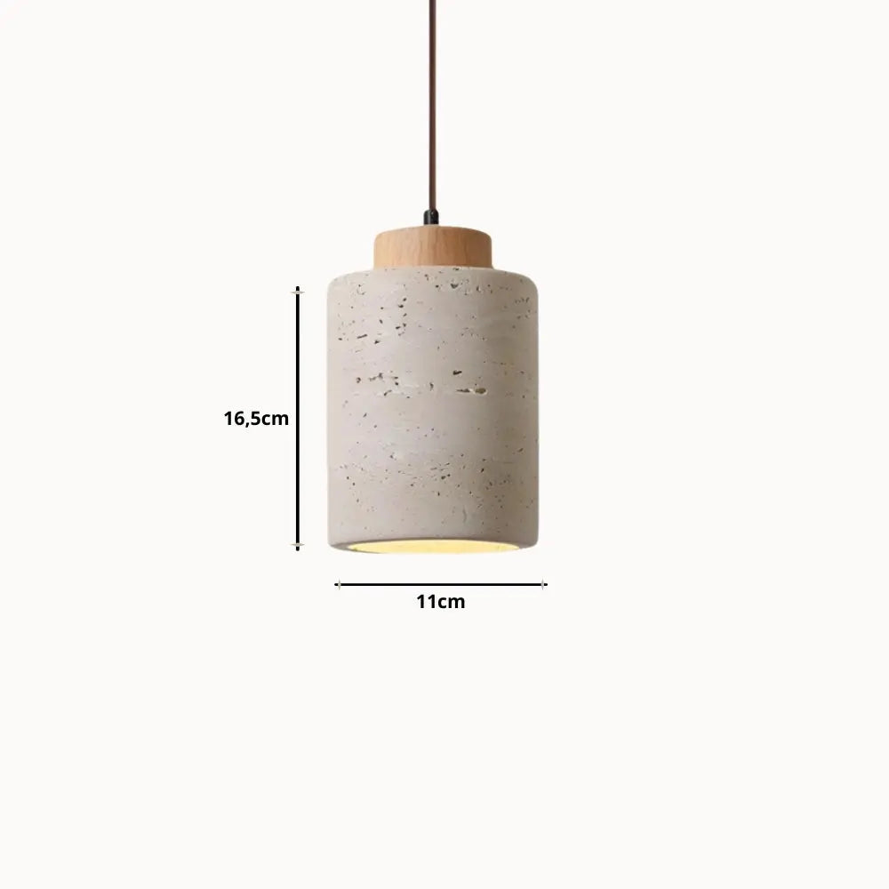 Moderna Lámpara Colgante de Travertino y Madera | Lumi