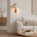 Elegante Aplique de Pared en Madera y Travertino | Solberg