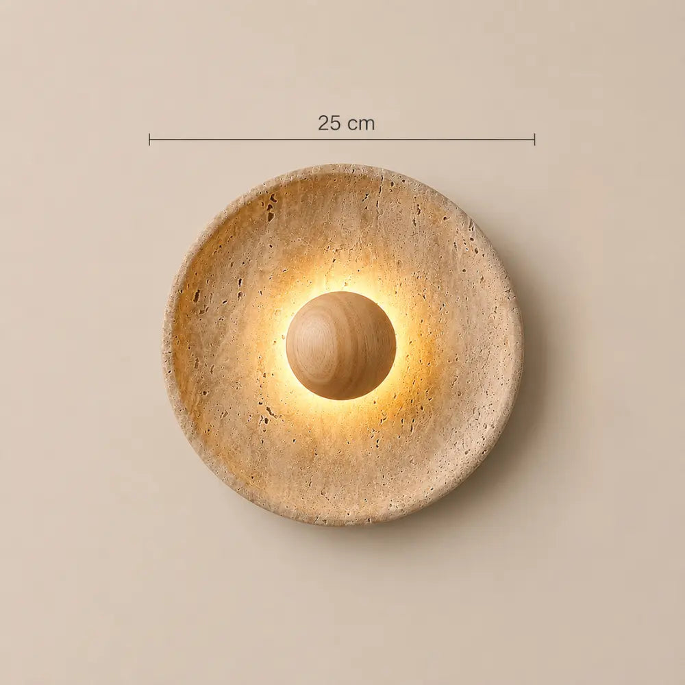 Stona: Aplique de Pared de Diseño en Travertino y Madera con Iluminación LED