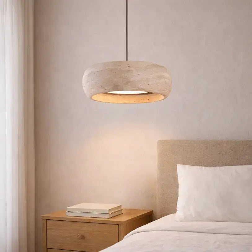 Moderna Lámpara Colgante en Travertino Auténtico - Ø 20 cm | Isla