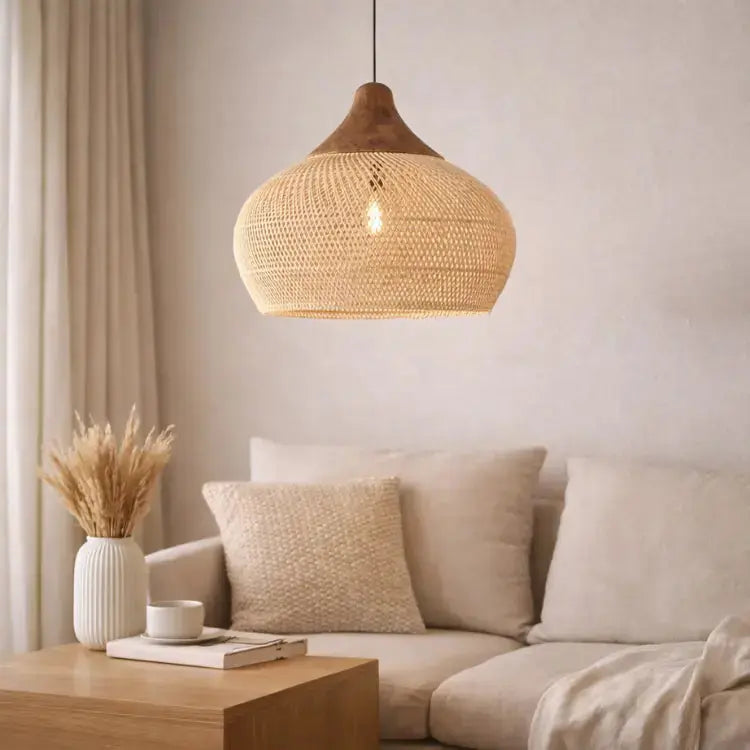 Pantalla de Ratán Natural de 50 cm de Diámetro | Kaia