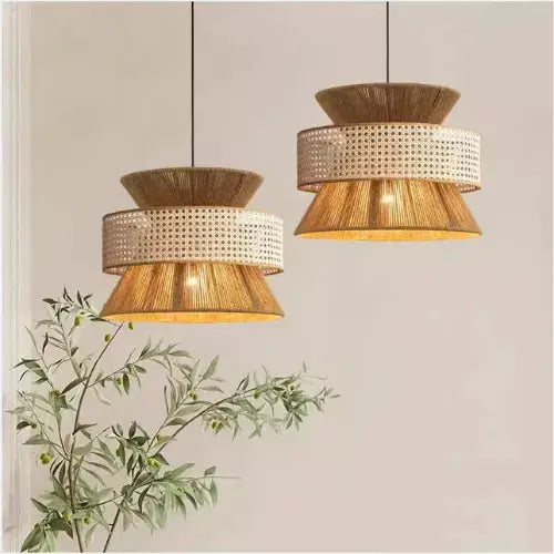 Linnea Bamboo and Natural Rattan Suspension Light - Ø 40 cm
