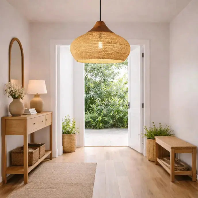 Pantalla de Ratán Natural de 50 cm de Diámetro | Kaia