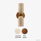 Escandinavian Wall Sconce in Travertine and Solid Wood | Velin